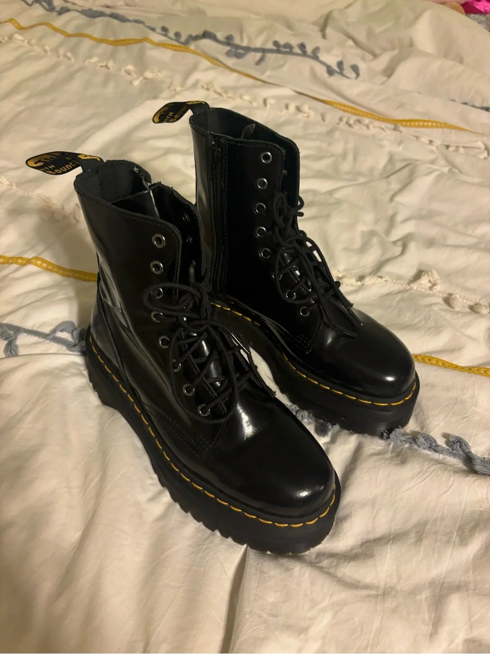 Dr. Martens Black Patent Lace-Up Platform Boots